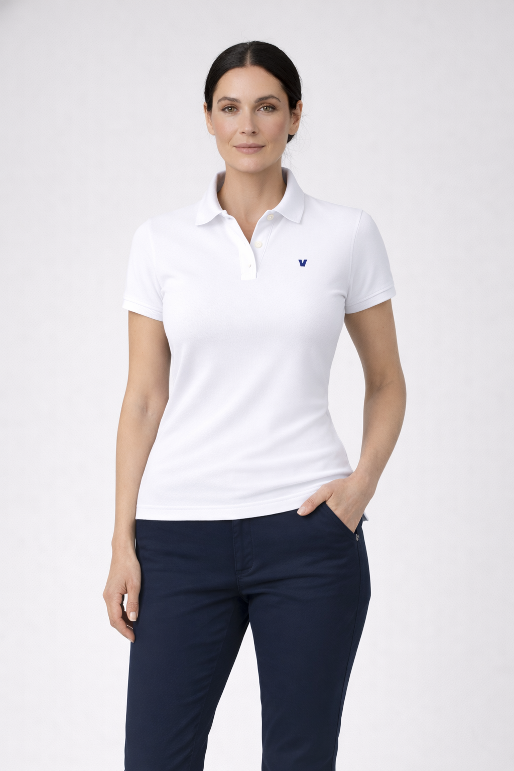 Polo Azul Marino Mujer Eco–Responsable Punto Piqué - Very