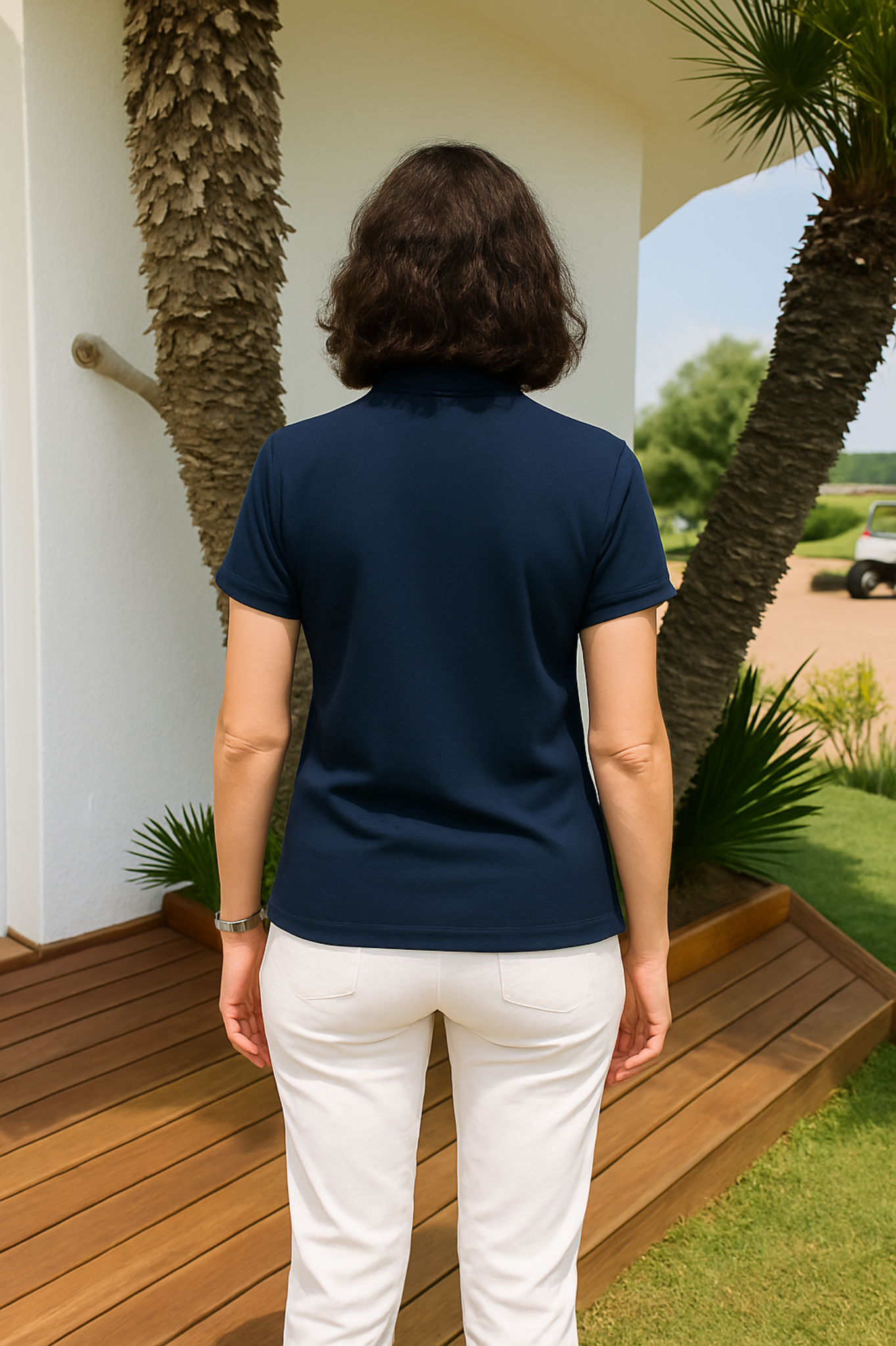 Polo Azul Marino Mujer Eco–Responsable Punto Piqué - Very
